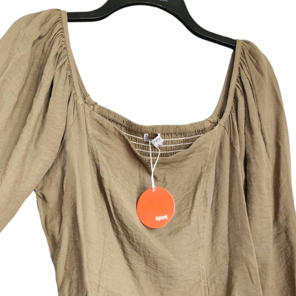 FATE Boutique Brand NEW Boho Chic Peplum Square Neck Long Sleeve Top- Size Large - Picture 2 of 8